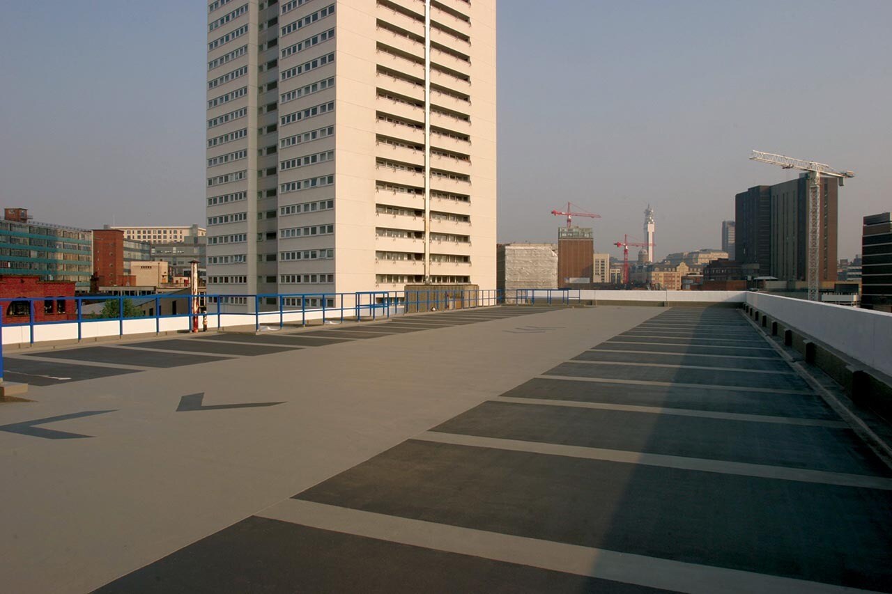 Traffic coating on parking area.