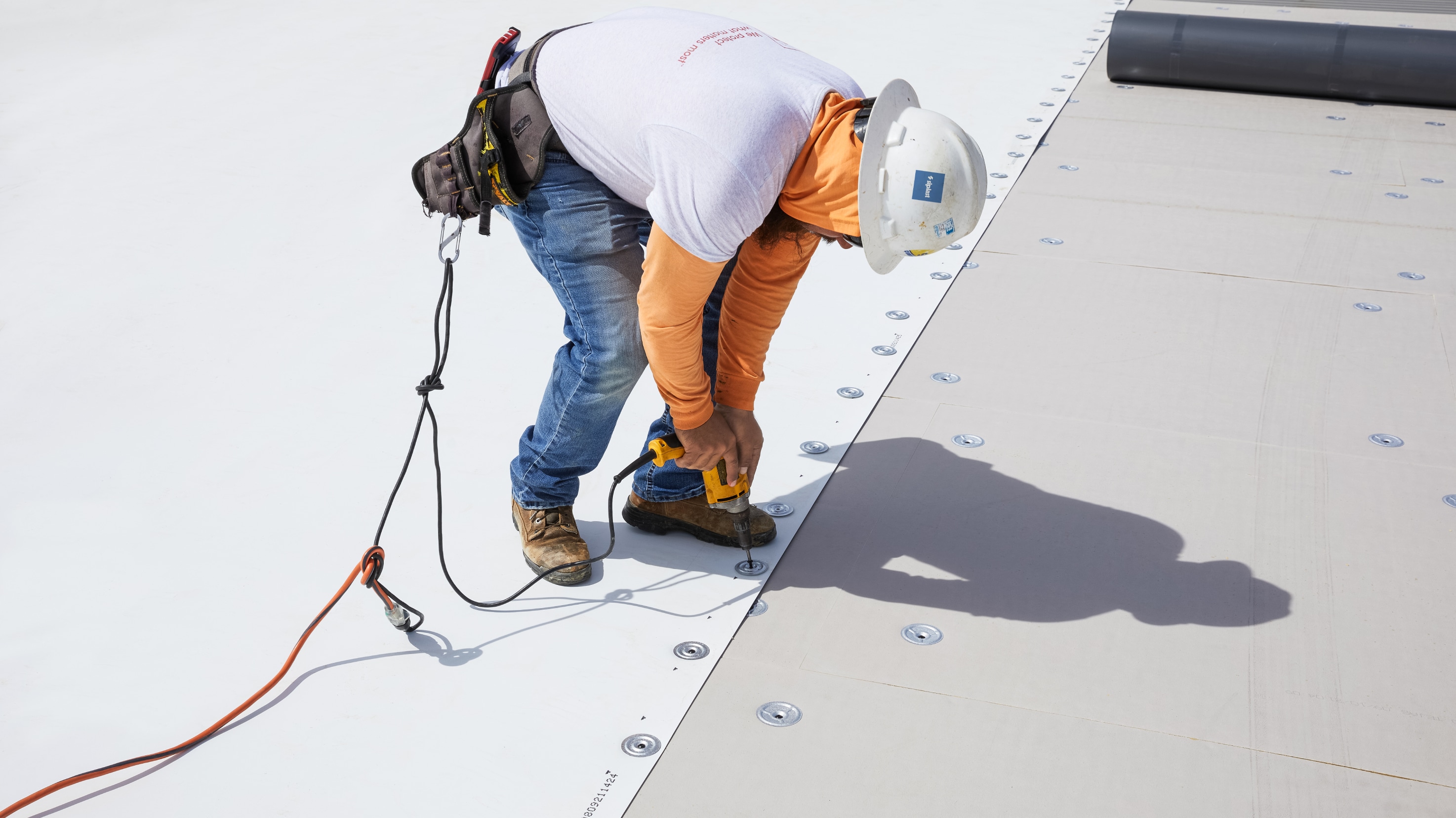 Single-Ply Fastened Low-Slope Roof Install