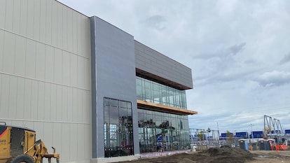 Commercial building constructed with air and water barriers (AWBs)